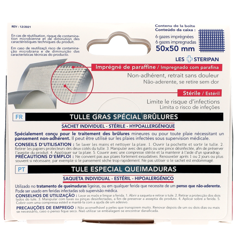 6 tulles special brulures 5 x 5c cm