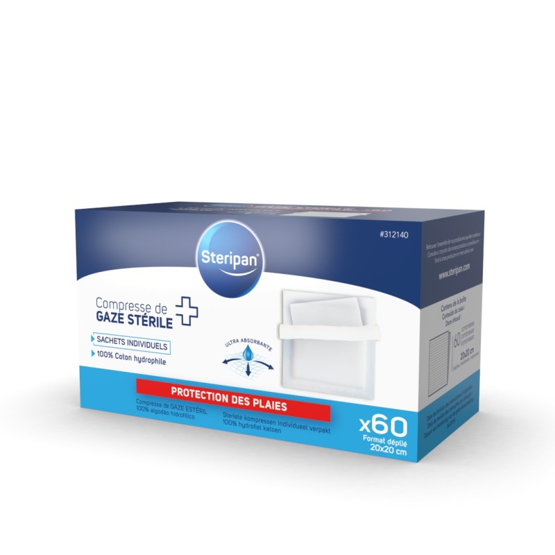 60 compresses de gaze 20 x 20 cm
