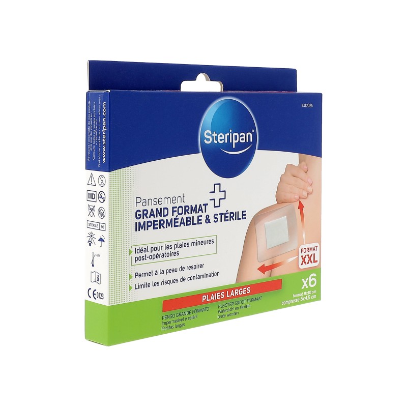 6 pansements steriles impermeables grand format