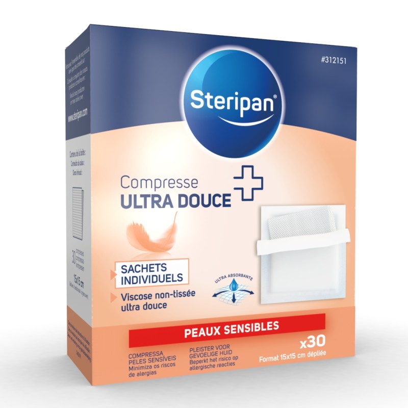 30 compresses ultra douces 15 x 15 cm