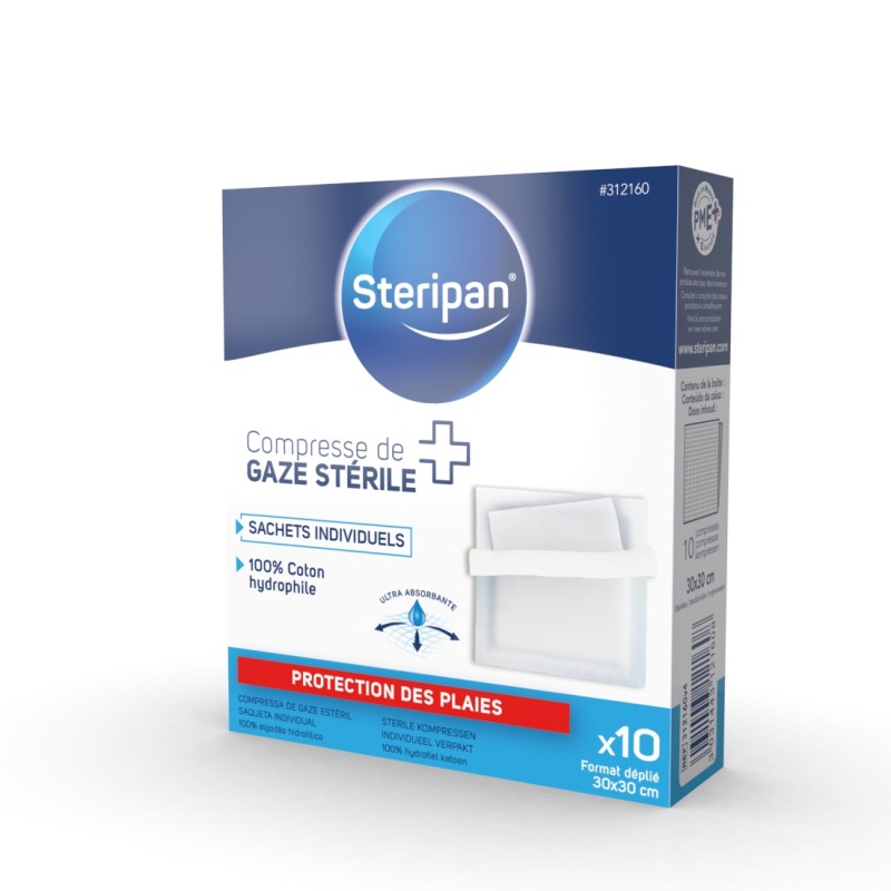 10 compresses de gaze 30 x 30 cm