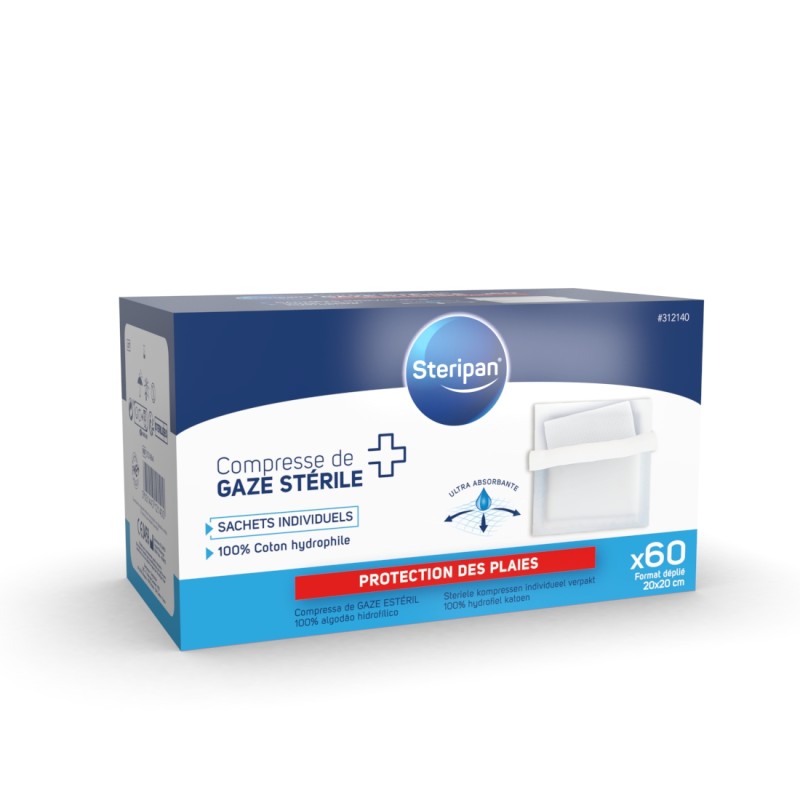 60 compresses de gaze 20 x 20 cm