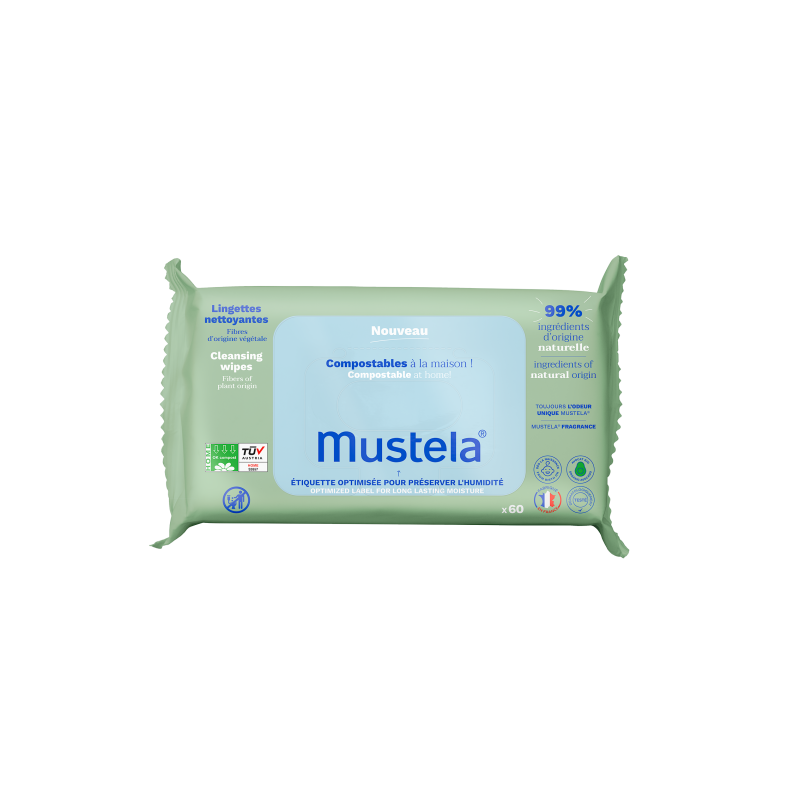 Lingettes nettoyantes compostables avec parfum  x60