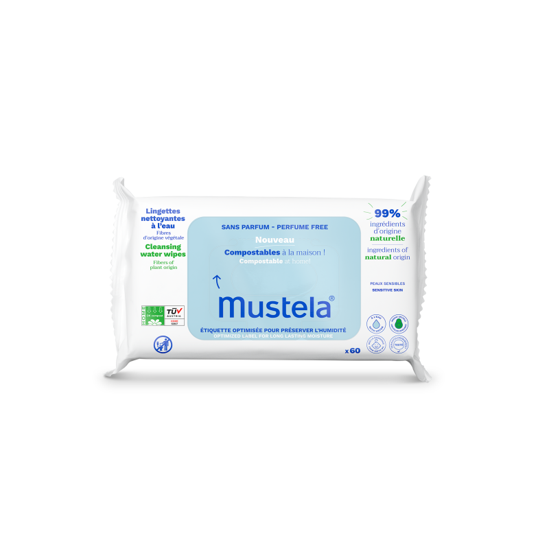 Lingettes nettoyantes compostables sans parfum​ x60