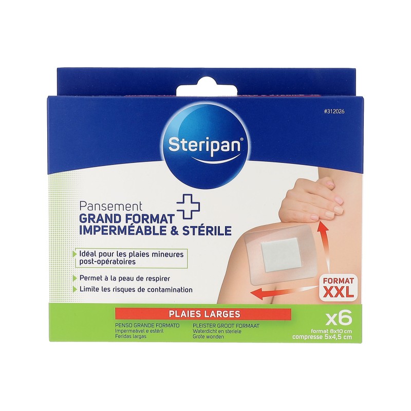 6 pansements steriles impermeables grand format