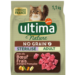 Croquettes sans céréale boeuf légumes pour chat stérilisé 1.1kg