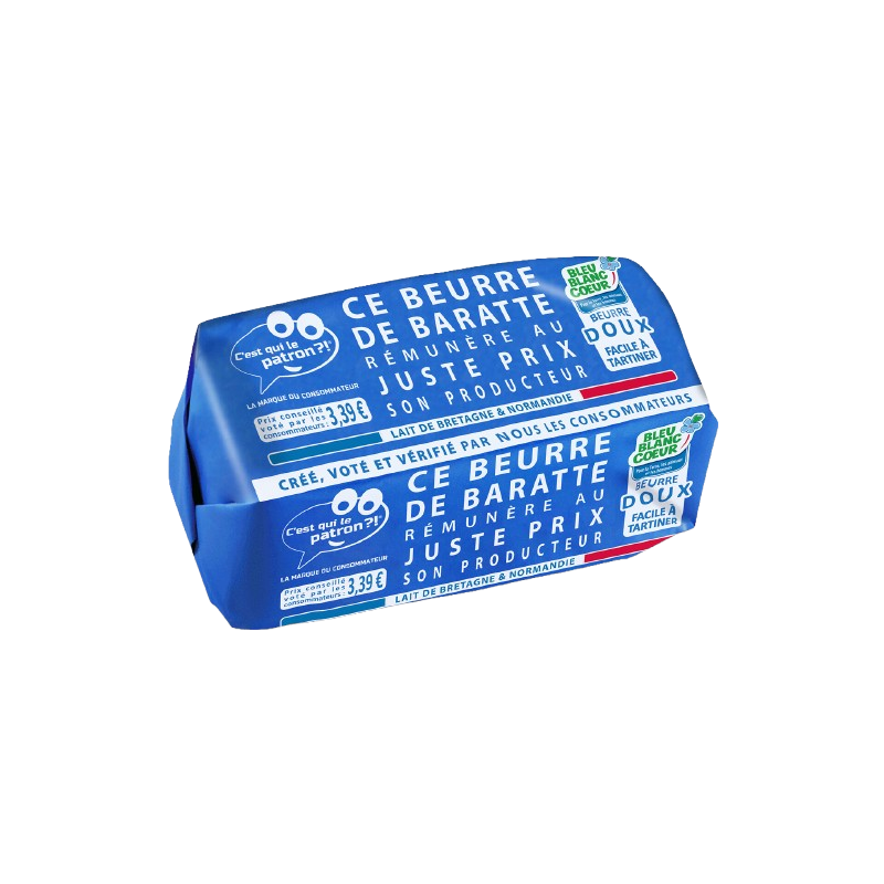 Beurre doux Bleu Blanc Coeur de baratte 82%MG 250g