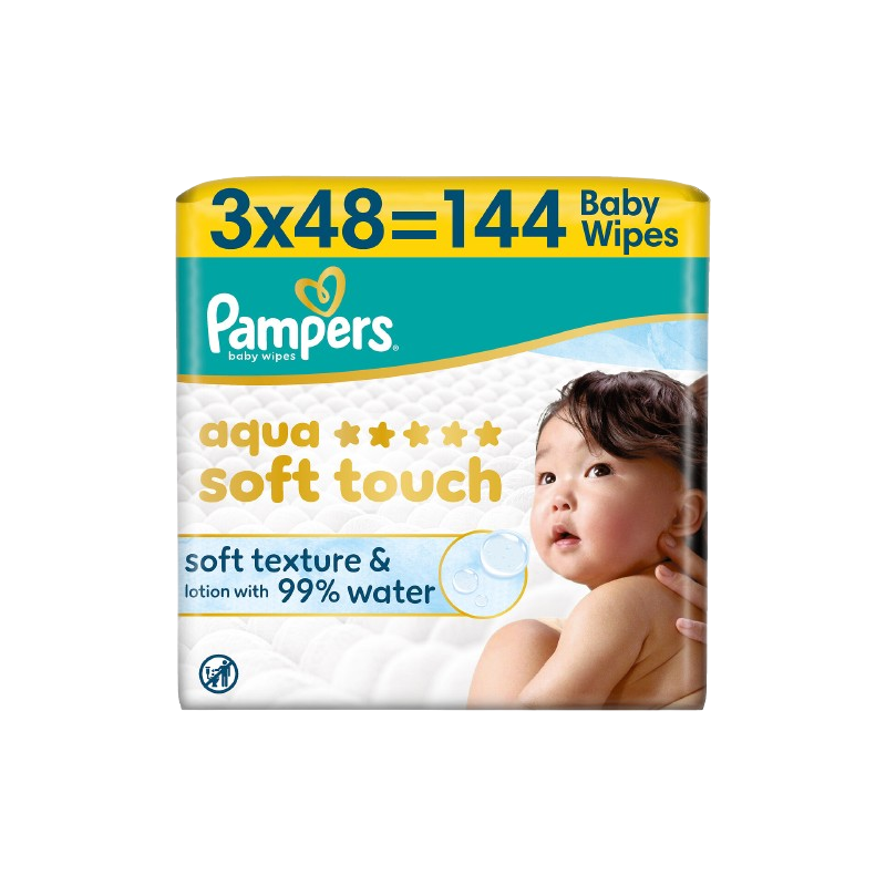 Lingettes aqua toucher doux pour bébé x144