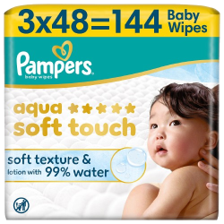 Lingettes aqua toucher doux pour bébé x144