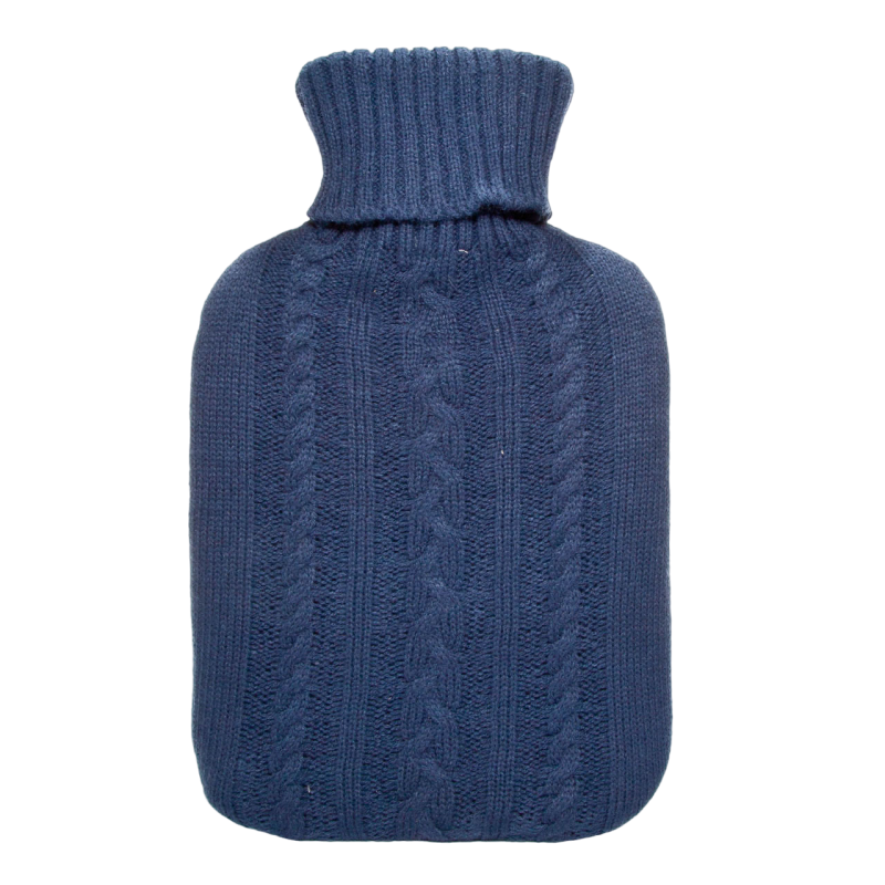 Bouillotte caoutchouc tricot bleu marine