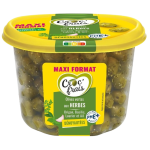 Olives vertes dénoyautées aux herbes origan basilic laurier ail 500g