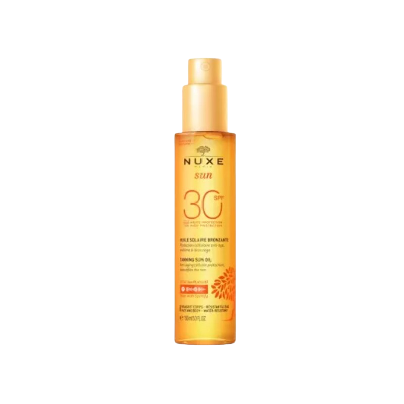 Huile solaire bronzante spf 30 visage et corps flacon pompe 150ml