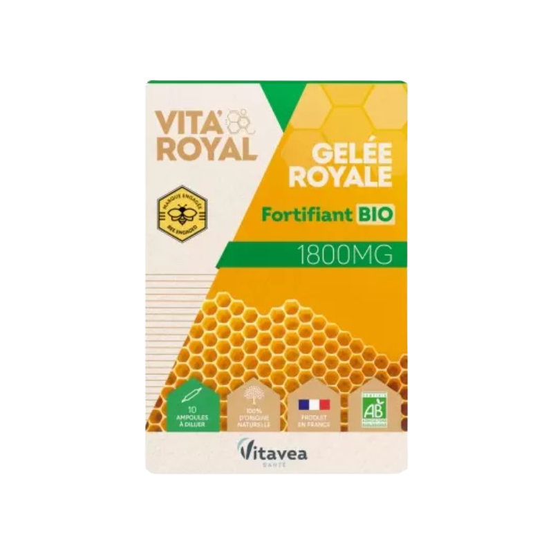 Gelée royale fortifiant 1800 mg bio 10 ampoules