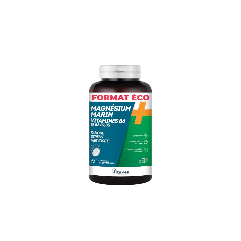 Magnésium + Vitamines B1 B2 B6 B9 B12 comprimés effervescents x60