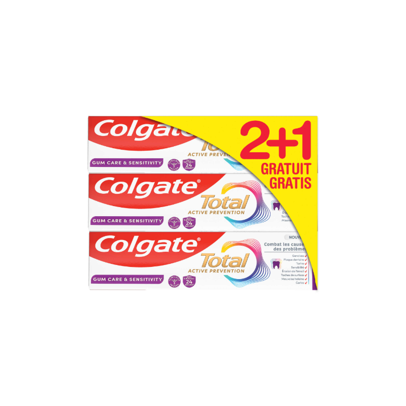 Dentifrive total active prévention gencives 3x75ml