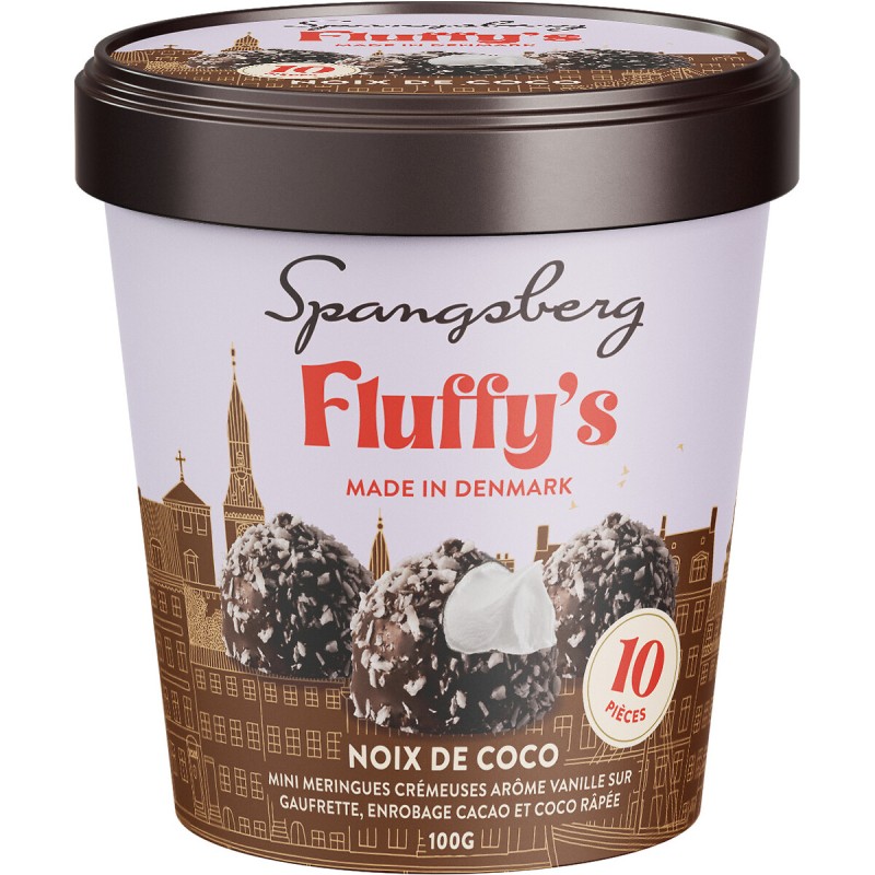 Meringues crémeuses à la vanille enrobées de cacao et coco x10 100g