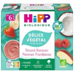 Petit pot délice végétal brassé bananes pommes framboise bio dès 6 mois 4x100g