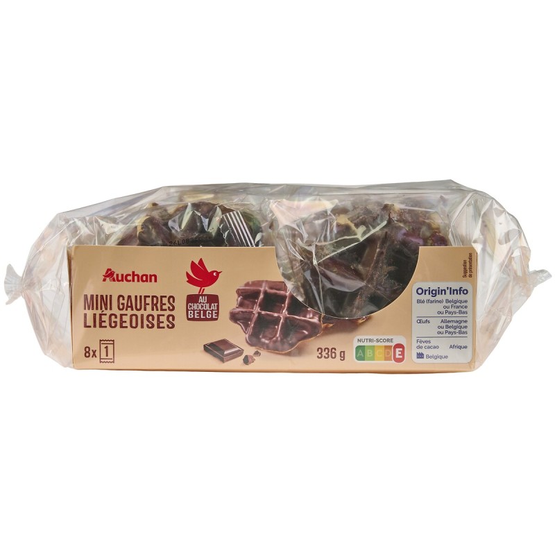 Gaufres minis liégeoises au chocolat noir belge x8 336g