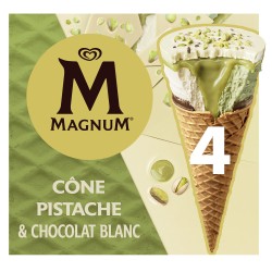 Cônes glacés pistache et chocolat blanc 4x65g