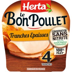 Le bon poulet tranches épaisses sans nitrites x4 140g