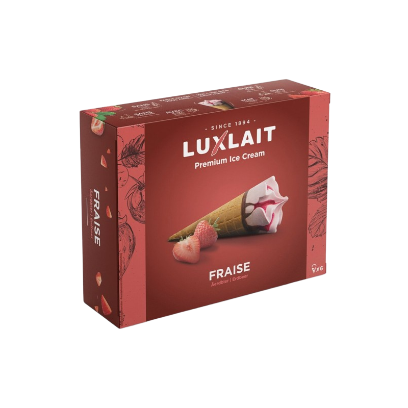 Cornets glacés fraise 6x120ml